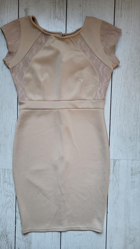 getailleerde midi-jurk in jaren 60-stijl, vintage, Beige, Ophalen of Verzenden, Maat 36 (S), Geen merk