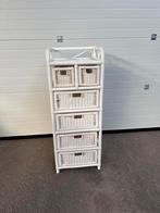 Vintage rieten kastje met 6 lades - Wit, Huis en Inrichting, Kasten | Ladekasten, Ophalen, Overige materialen, Minder dan 50 cm
