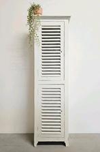 Antieke brocante witte Franse smalle kast vintage linnenkast, Ophalen of Verzenden