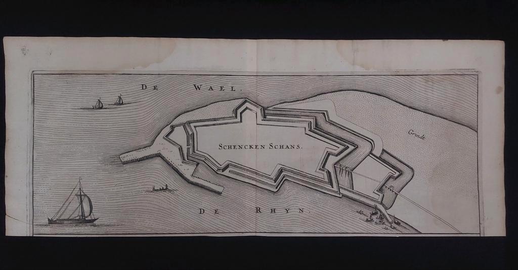 40 / Plattegrond van Schenckenschans  gravure uit 1659, Ophalen of Verzenden