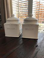 2 stuks potten voor snoep of koekjes keramiek beige, Ophalen, Zo goed als nieuw