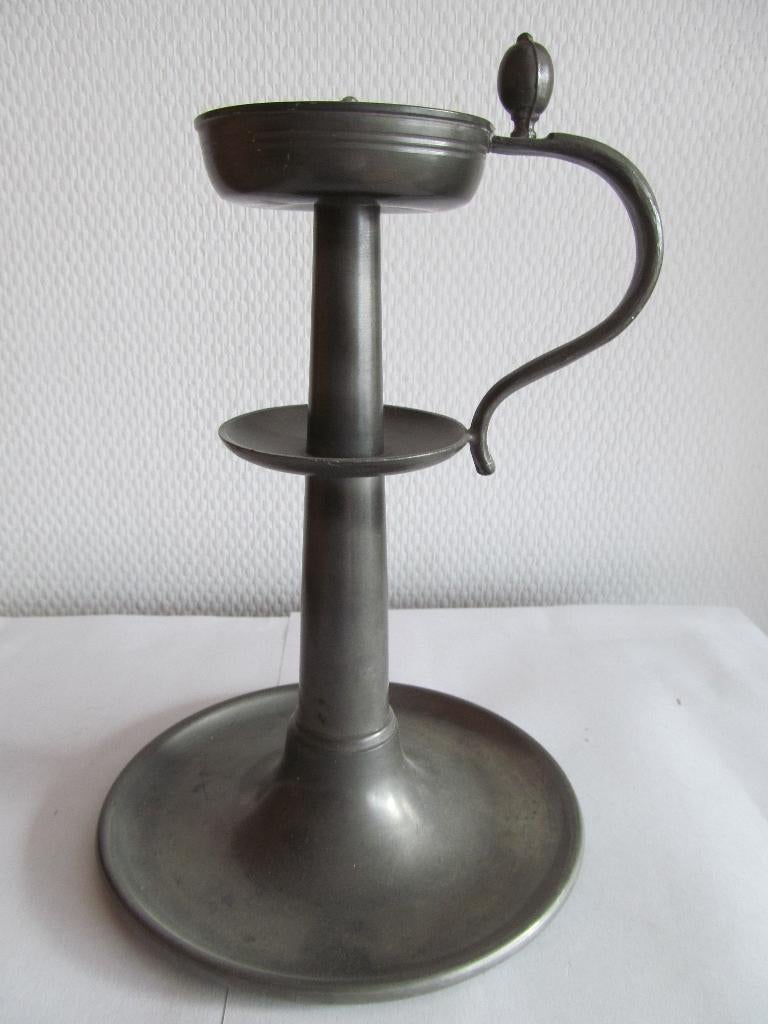 Engel tinnen kandelaar., Antiek en Kunst, Ophalen