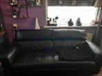 Mooie zwarte leren drie zits bank, Ophalen, 75 tot 100 cm, 200 tot 250 cm