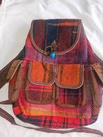 Handgeweven Perzisch-kelim rugtas met leer, turquoise, Overige merken, Minder dan 30 cm, Nieuw, Ophalen of Verzenden