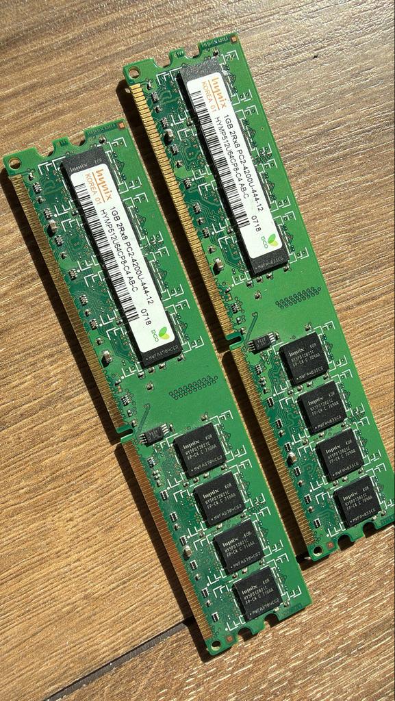 Hynix 1GB 2Rx8 PC2-4200U RAM geheugen, Ophalen, Gebruikt, DDR2, Desktop
