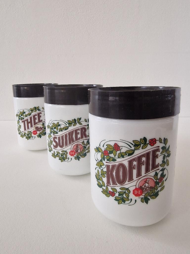 Vintage set Douwe Egberts voorraadpotten - Jaren 70, Gebruikt, Onbekend, Ophalen of Verzenden, Onbekend