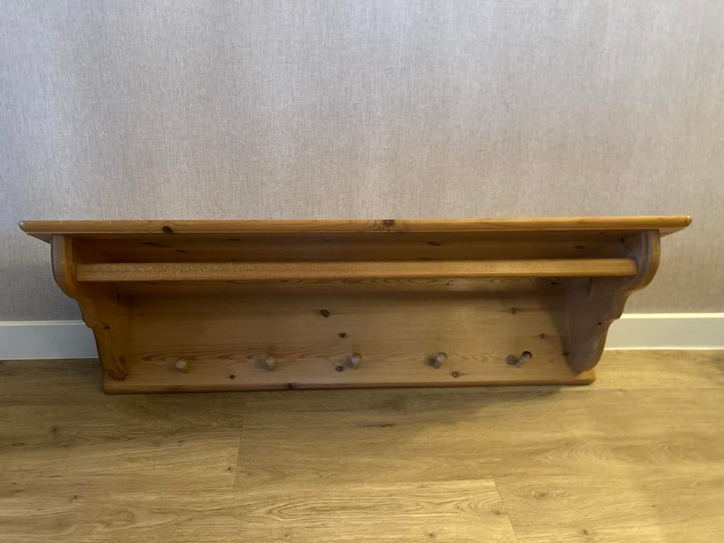 Grenen wandkapstok met hoedenplank, Huis en Inrichting, Woonaccessoires | Kapstokken, Ophalen of Verzenden