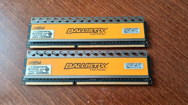 8GB (2x4GB) Crucial Ballistix DDR3-1866, Computers en Software, RAM geheugen, Zo goed als nieuw, Desktop, 8 GB, DDR3, Ophalen of Verzenden