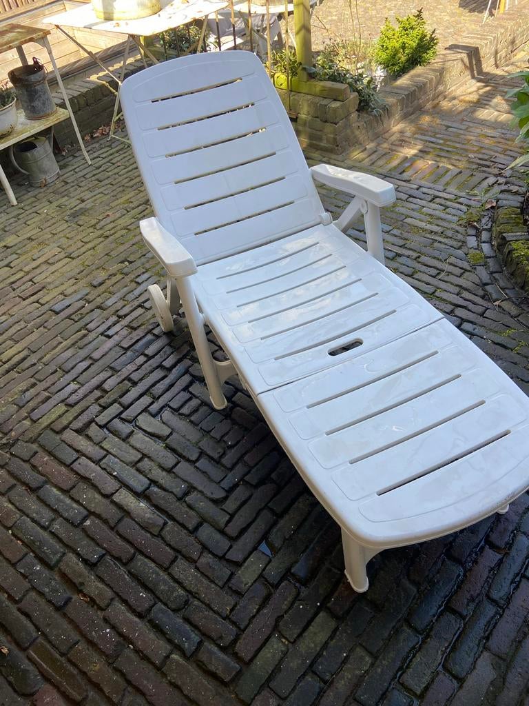 Verstelbare en verrijdbare ligstoel, Ophalen of Verzenden, Gebruikt, Kunststof, Verstelbaar
