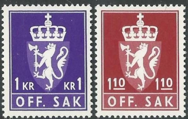 NOORWEGEN 1980 1Kr. + 1.10Kr. Staatswapen, Michel: 107-08, P, Postzegels en Munten, Postzegels | Europa | Scandinavië, Verzenden