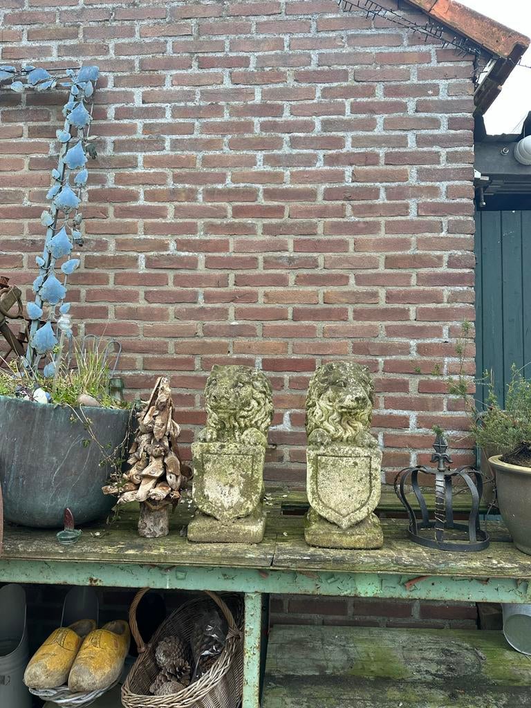 Antieke poortleeuwen leeuwbeelden tuinornament leeuw, Ophalen, Gebruikt, Dier