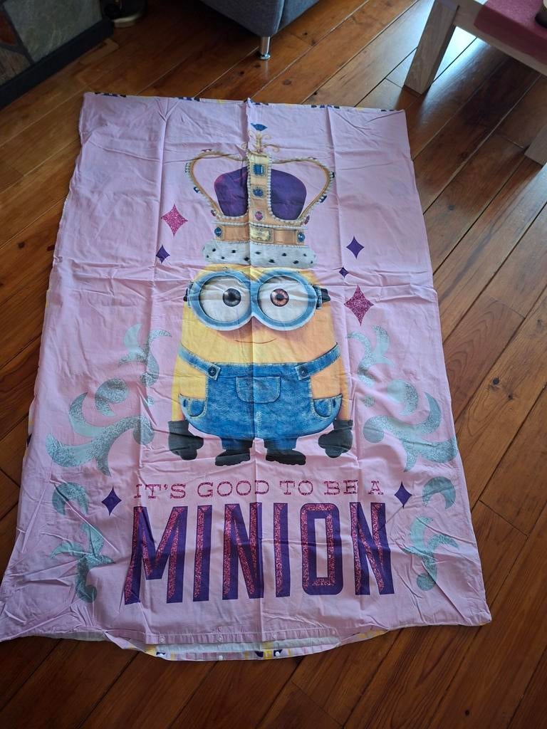 Minions Dekbedovertrek met Kussensloop - Roze, Gebruikt, Eenpersoons, Dekbedovertrek, Ophalen of Verzenden