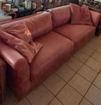 Echt lederen bankstel 2.75m breed, met 2 kussens, Ophalen, 250 tot 300 cm, Klassiek modern kasteel bank, 100 tot 125 cm