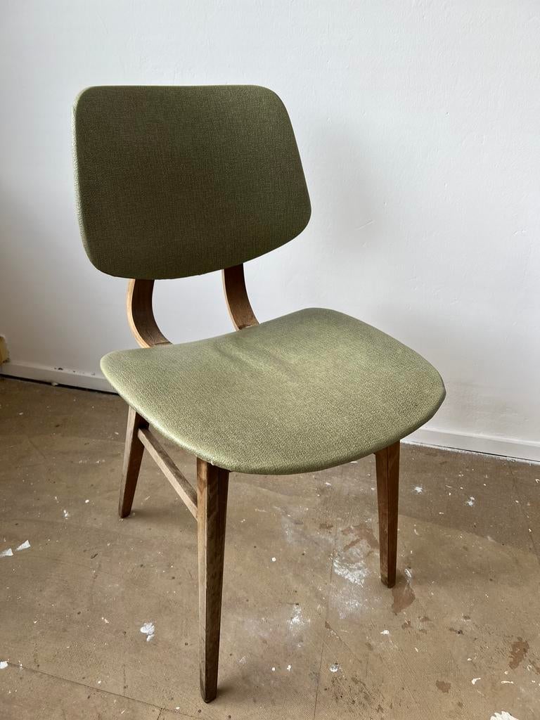 Te Koop : Vintage Eetkamerstoel Stoel Hout Leder Zie Foto’s, Gebruikt, Bruin, Ophalen of Verzenden, Eén