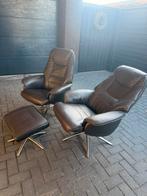 Set leren stoelen, Huis en Inrichting, Fauteuils, Ophalen, Minder dan 75 cm, Leer, Zo goed als nieuw
