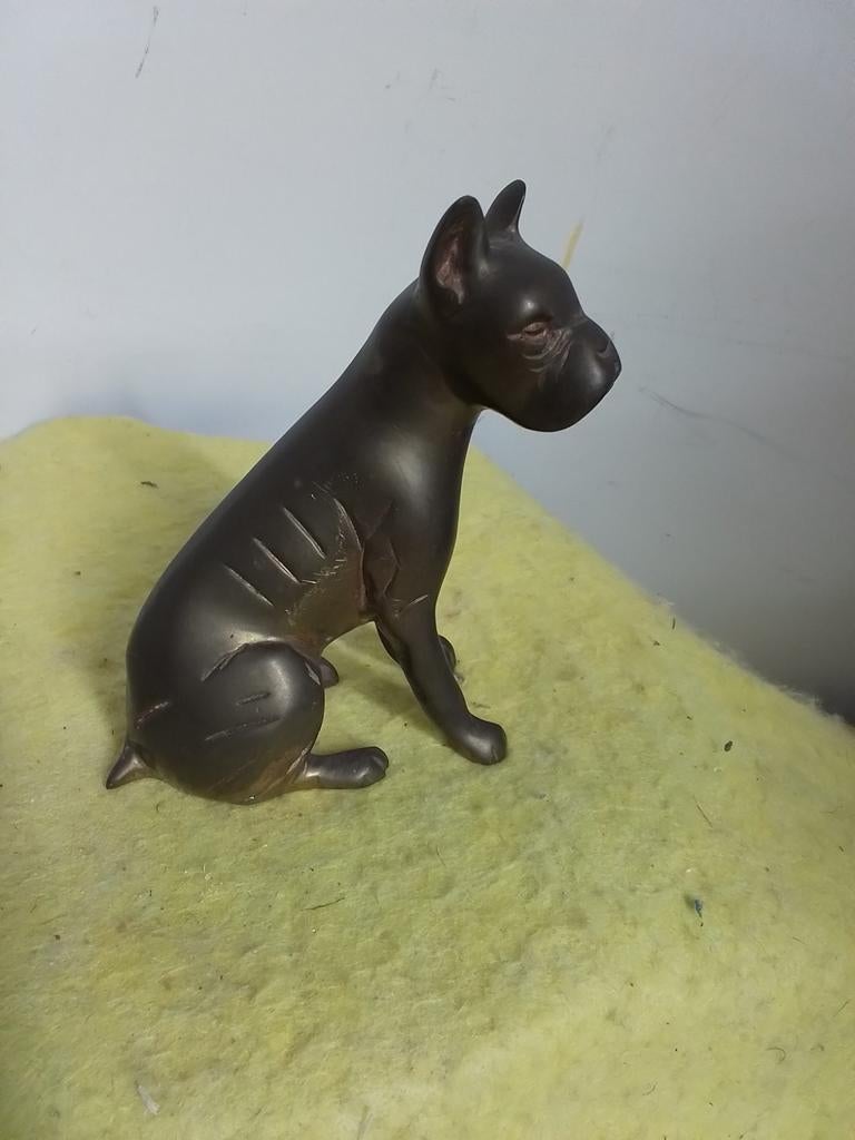 10160) mooi bronze beeld hond  Boxer  hoog  10cm, Ophalen of Verzenden