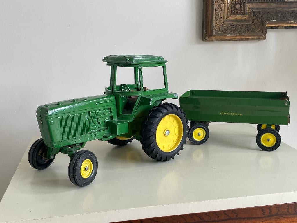 Vintage ERTL John Deere tractor met aanhanger, Ophalen of Verzenden