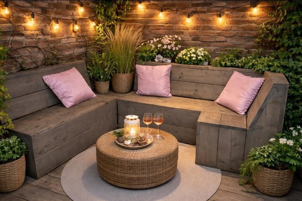 Loungeset tuinbank loungebanken, Ophalen of Verzenden, Steigerhout, Bank