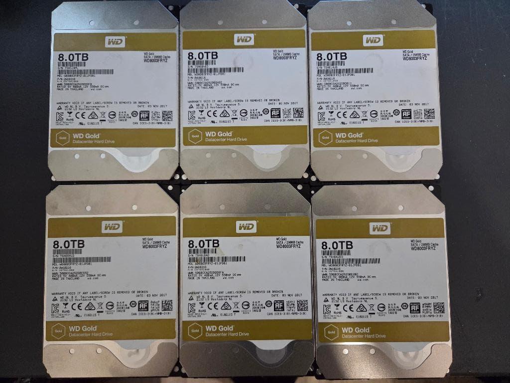 WD Gold Datacenter HDD 8TB SATA (6x), Intern, -, Server, -