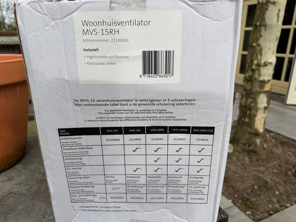 Orcon MVS-15RH Woonhuisventilator met vochtsensor, Ophalen, Nieuw, Ventilator