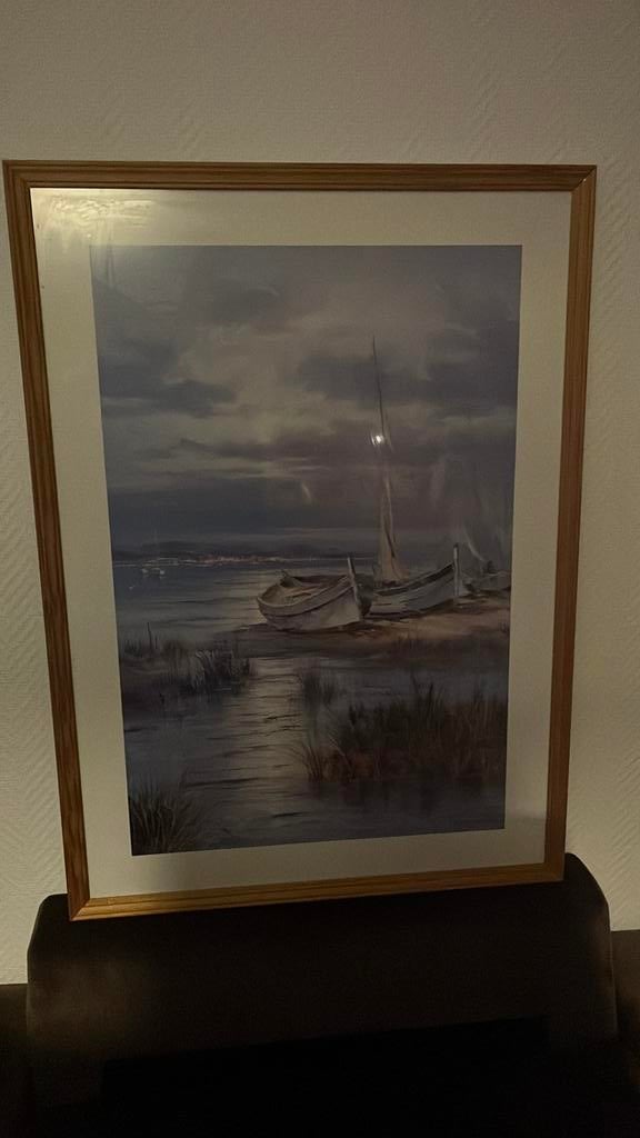 Oude visserscheepjes aan zee, Antiek en Kunst, Kunst | Schilderijen | Klassiek, Ophalen