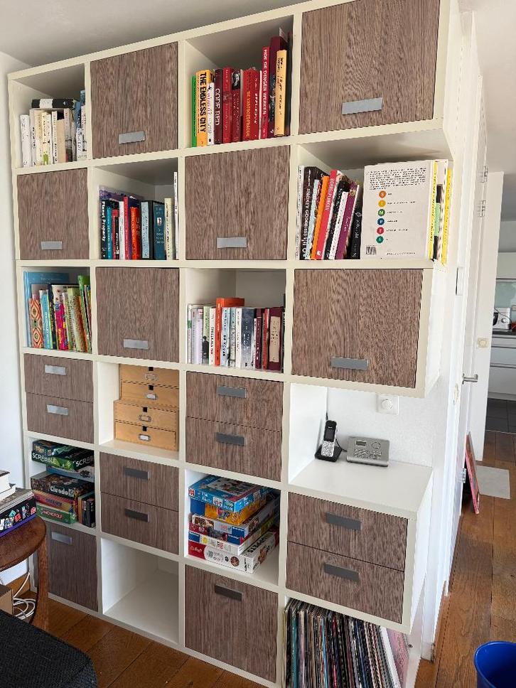 boekenkast, Huis en Inrichting, Kasten | Boekenkasten, Gebruikt, 150 tot 200 cm, 200 cm of meer, 25 tot 50 cm, Met lade(s), Met deur(en)