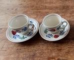 Set van 2 Boerenbont thee en koffiekopjes, Ophalen, Zo goed als nieuw, Kop(pen) en/of Schotel(s), Aardewerk