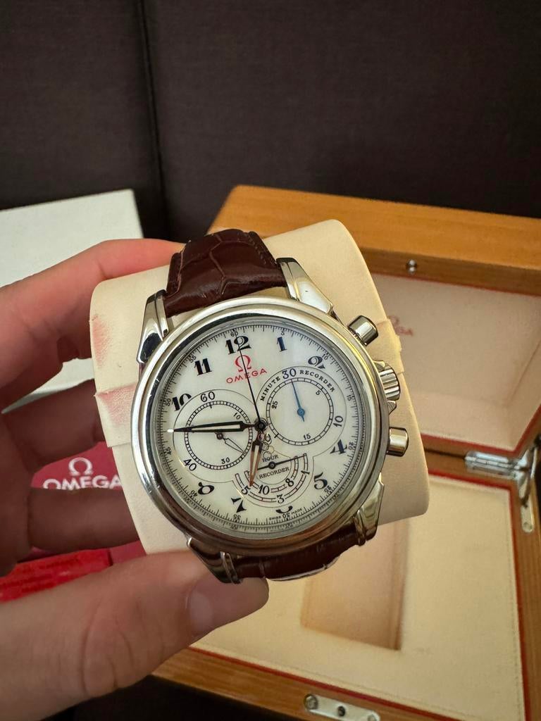 Omega De Ville Olympic Timeless Collection Chronograph, Ophalen, Staal, Met bandje, Polshorloge