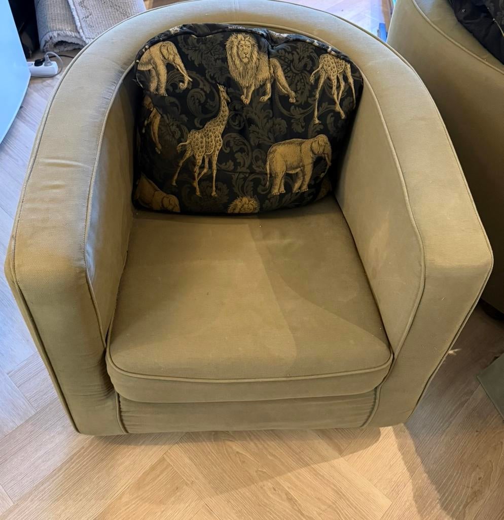 Comfortabele design fauteuils – set van 2, Ophalen, Gebruikt, Minder dan 75 cm, Design