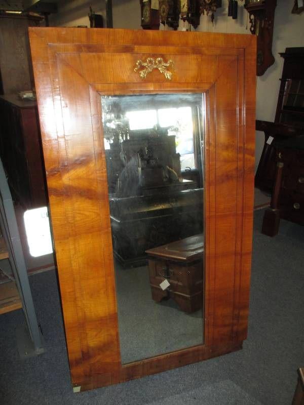 Oer 05968 ANTIEKE kersenhouten Biedermeier spiegel, Ophalen, Rechthoekig, 50 tot 100 cm, 150 tot 200 cm