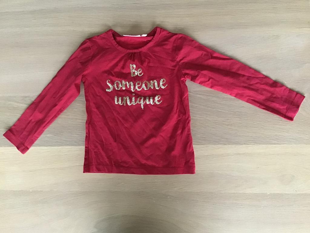 Someone longsleeve rood met pailletten maat 104, Ophalen of Verzenden, Zo goed als nieuw, Meisje, Shirt of Longsleeve
