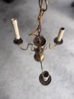 Antieke messing 3-arms kroonluchter – kaarslamp stijl, Ophalen of Verzenden, Gebruikt, Metaal