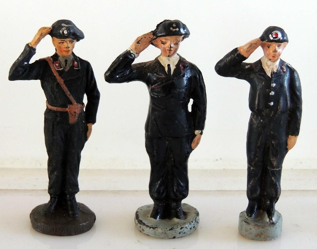 3 stuks Elastolin Panzerleute/Tankmannschaft, Antiek en Kunst, Antiek | Speelgoed, Ophalen of Verzenden