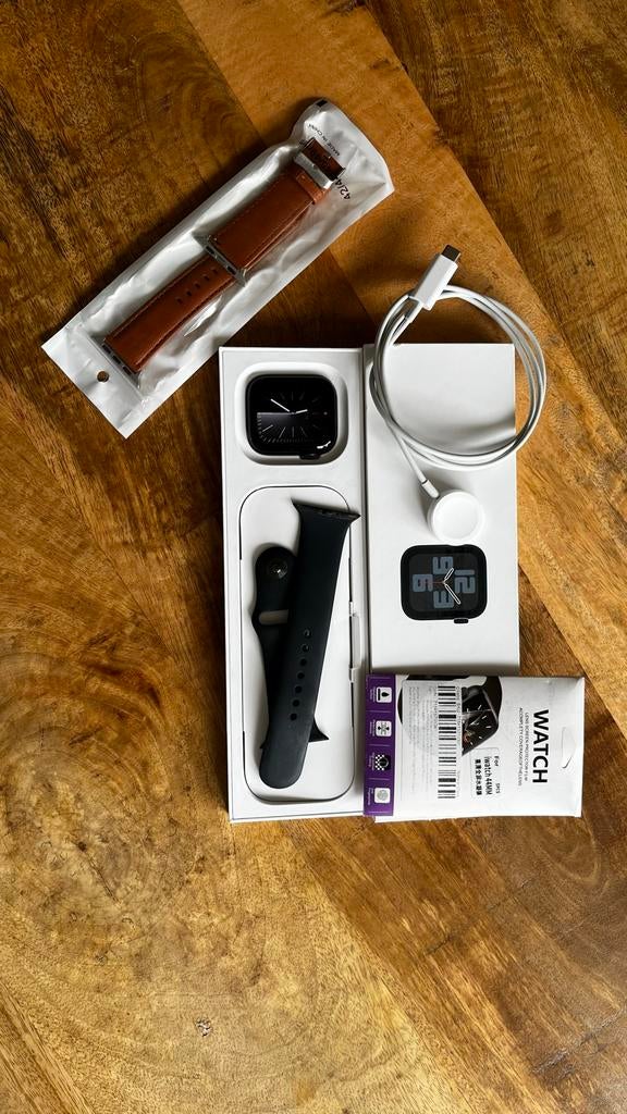 Apple Watch SE 2 44MM - Zo goed als nieuw met accessoires, Afstand, Zwart, IOS, Ophalen of Verzenden