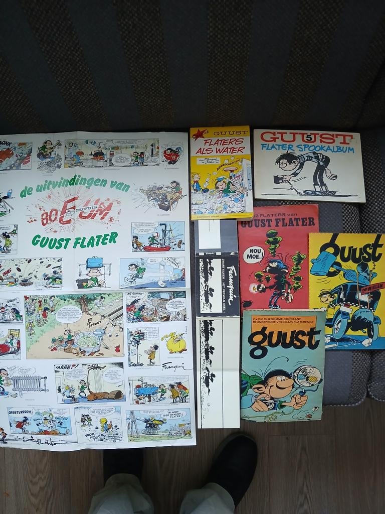 Guust Flater Collectie - Stripboeken en Poster, Boeken, Meerdere stripboeken, Ophalen of Verzenden, Gelezen