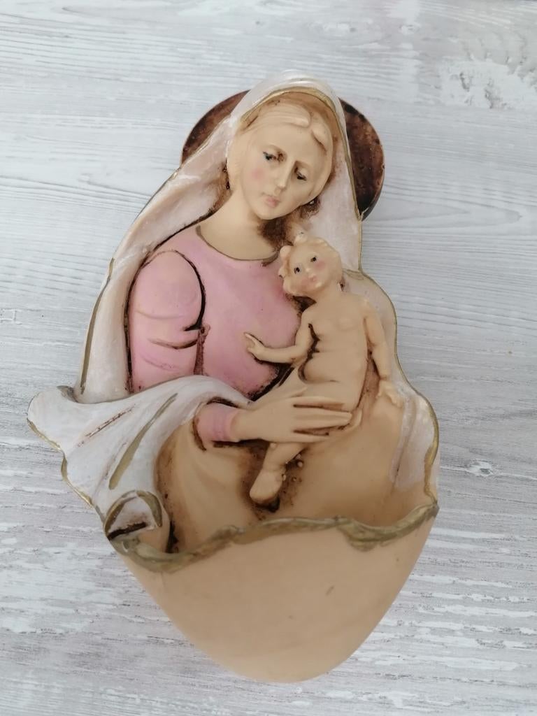 Maria en kindje Jezus wijwaterbakje, Antiek en Kunst, Antiek | Religie, Ophalen of Verzenden