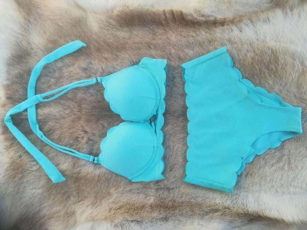 Hunkemöller Bikini Push-up Aqua Blauw maat 75B & S, Kleding | Dames, Badmode en Zwemkleding, Blauw, Nieuw, Ophalen of Verzenden