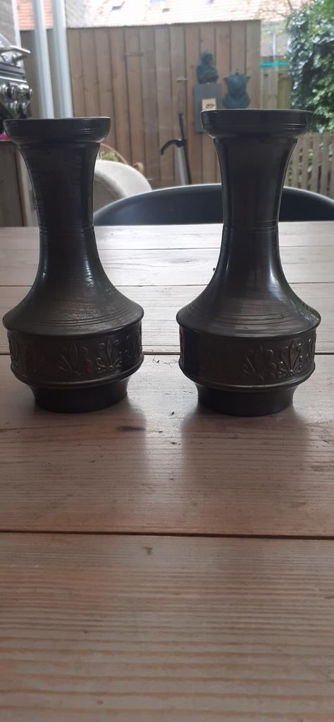 Tinnen vaasjes, gemerkt RIO TIEL, uit 1930, Antiek en Kunst, Antiek | Tin, Ophalen of Verzenden