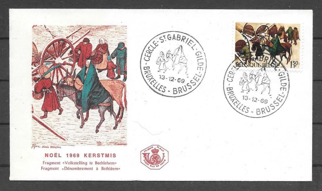 Belgie 1969 FDC Kerstmis, Postzegels en Munten, Postzegels | Europa | België, Verzenden, Gestempeld
