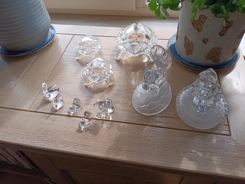 Collectie glazen beeldjes: schildpadden, zwanen, eekhoorn, Ophalen of Verzenden