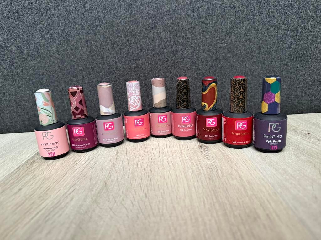 Pink Gellac nagellak kleuren 9 stuks, Ophalen of Verzenden, Zo goed als nieuw, Rood, Handen en Nagels