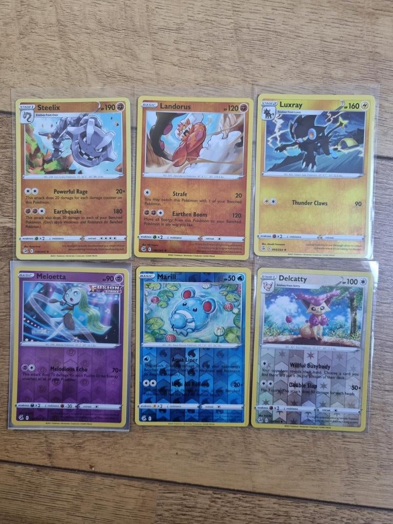 Pokémon Kaarten Set: Steelix, Landorus, Luxray, Meloetta, Ophalen of Verzenden, Zo goed als nieuw, Meerdere kaarten