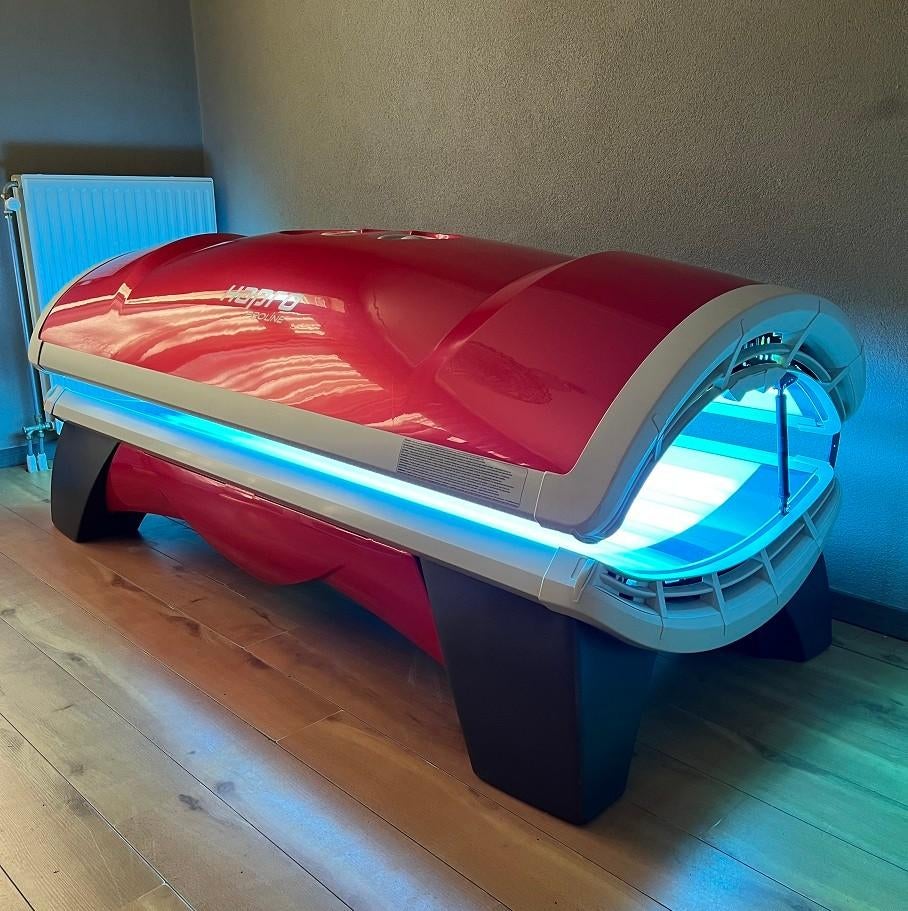 Hapro Onyx 28/1 Proline Rood Zonnebank + 1 jaar Garantie, Ophalen of Verzenden, Zo goed als nieuw, Zonnebank enkelzijdig, 15 lampen of meer