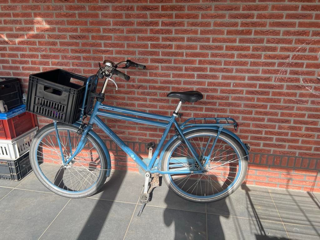 Jongensfiets 28 inch - Blauw met krat, Terugtraprem, Gebruikt, Ingo, Handrem