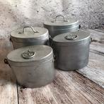 4 hele oude lunchboxen van blik uit Frankrijk, Antiek en Kunst, Ophalen of Verzenden