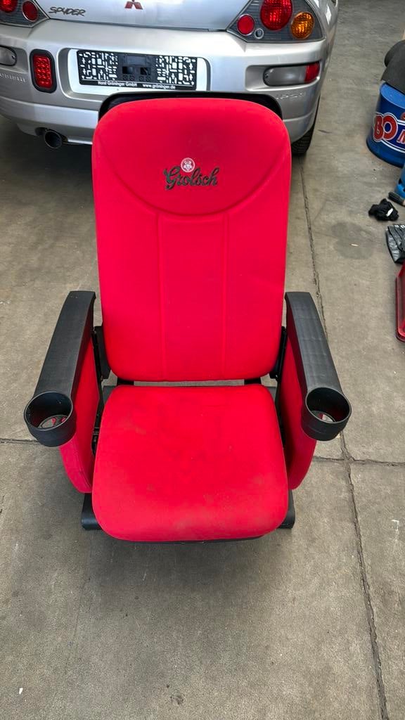 Mancave bioscoopstoel Grolsch, Huis en Inrichting, Bios, Ophalen of Verzenden, Zo goed als nieuw, Rood