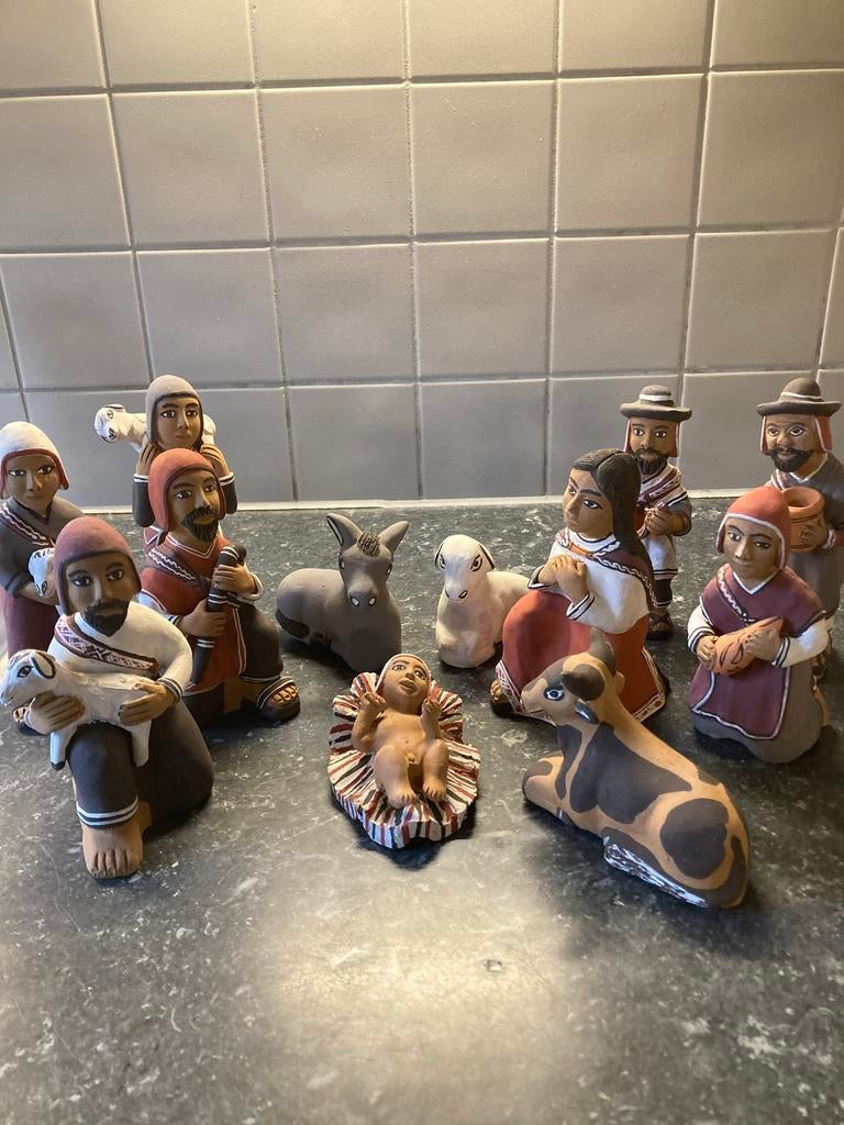 12 delig stenen originele Peruaanse Kerststal figuren, Diversen, Kerst, Ophalen, Nieuw