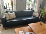 Leren bank zwart, Huis en Inrichting, Banken | Bankstellen, Ophalen, Driepersoons, Zo goed als nieuw, Rechte bank