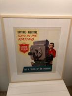 Vintage Lone Star Beer Reclame Poster - Ingelijst, Ophalen, Gebruikt, Reclamebord