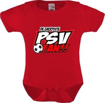 Baby romper tekst "De grootste PSV fan", Maat XS of kleiner, Ophalen of Verzenden, Nieuw, Shirt